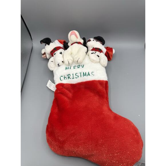 Disney 101 Dalmatians Christmas Stocking Plush Puppies Domino Lucky Jolly - Picture 1 of 6